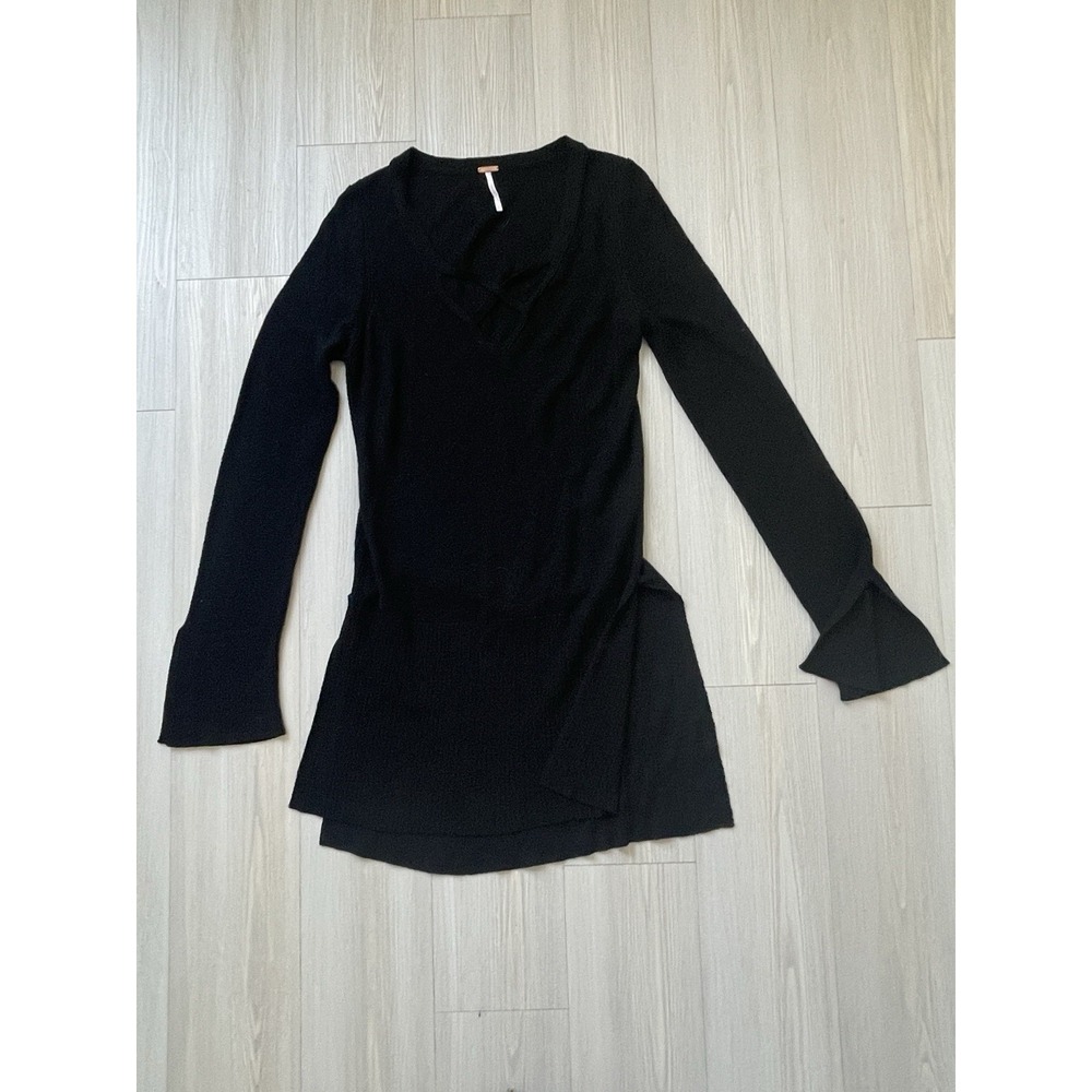 Free People Women's Knit Black Long Sleeve Size Small Halloween Whimsy Goth